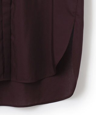 ICB 【洗える】トリアセコットンシアー ロングシャツ バーガンディ系