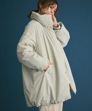 Green Parks シームレス中綿ドロストコート Smoky Green