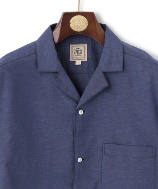 J.PRESS MEN 【HYBRID LINEN】オープンカラーシャツ ネイビー系