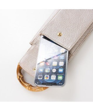 UNBILLION perche バンブーハンドルゴートモバイルウォレットショルダー シルバー