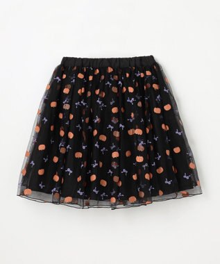 ANY KIDS ラメチュールフレアスカート ブラック×カボチャ