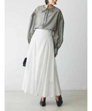 Green Parks AnriettMusee ドットフレアーロングスカート Off White