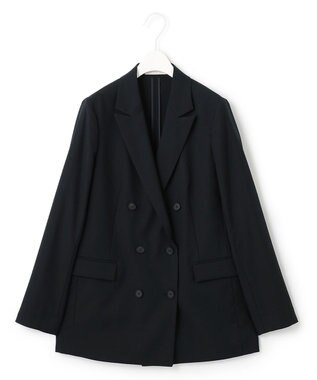 ICB 【新色追加・洗える】 ウールマットウース ダブル前ジャケット ブラック系