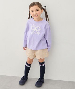 ANY KIDS 【綿100%】リボンアソート 長袖Tシャツ ラベンダー