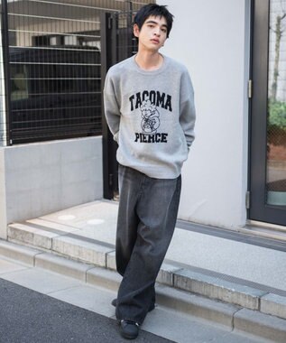 WEGO 【ユニセックス着用ITEM/SMLサイズ展開】ジャガードグラフィックプルオーバー グレー