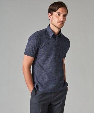 GOTAIRIKU 【麻混の清涼感】ノルマンディーリネン ボタンダウンポロシャツ(24年モデル) ネイビー系