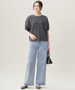 自由区 【洗える】ウスカルデニム ワイドパンツ ライトインディゴ