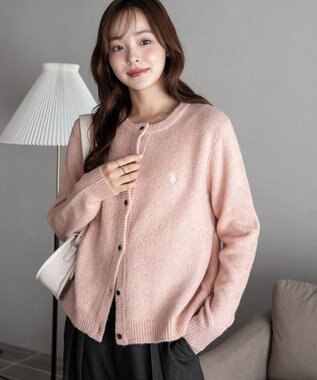 WEGO 【WEB限定/25年秋冬新作】別注USPOLO微起毛カーデ ライトピンク