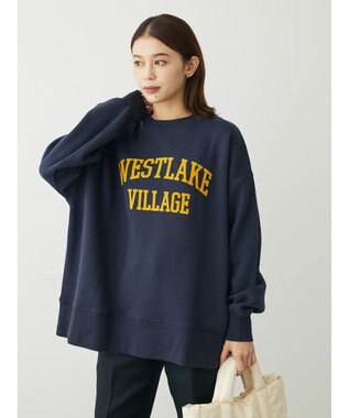 Green Parks 裏起毛フロッキーロゴプルオーバー Dark Navy