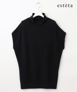  【エステータ】エアリースパンウール アームウォーマーデザイン ハイネックニット