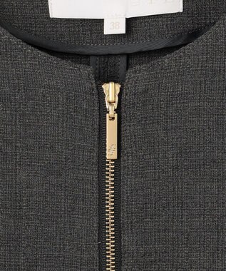 自由区 L 【17号サイズまで展開】ライトブッチャーノーカラー ブルゾン チャコールグレー