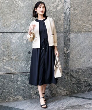 ANY SIS ジョーゼットジャージー ワンピース ネイビー