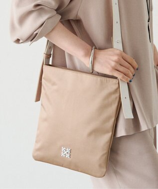 russet バイカラーレザーベルトフラットショルダーバッグ(SF-278) PinkBeige