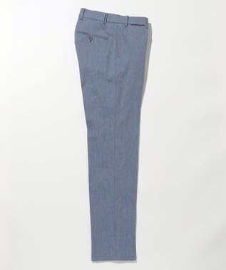 JOSEPH ABBOUD 【キングサイズ・ウエストも伸びる/清涼/ストレッチ】ストレッチリネンシャンブレーパンツ サックスブルー系