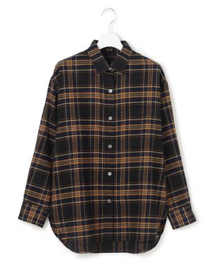 23区 L 【洗える】ブラッシュド ビエラチェック シャツ ネイビー系