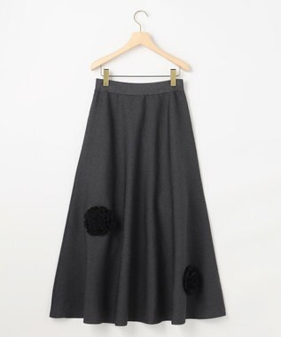 組曲 S 【組曲×setsuko sagittaire】ボンボンフラワーニット スカート グレー系