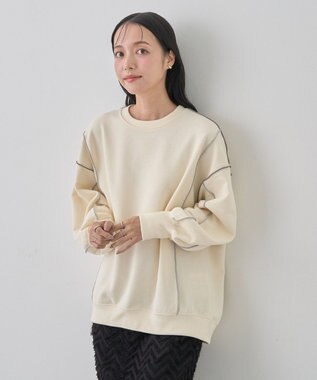 earth music&ecology 配色ルーズチュニック Ivory