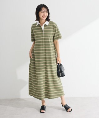 Green Parks ・ＳＵＧＡＲ　ＳＰＯＯＮ　ボーダーポロワンピース Khaki