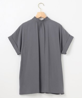 組曲 バウンディングシャーティング バンドカラーフリル ブラウス グレー系