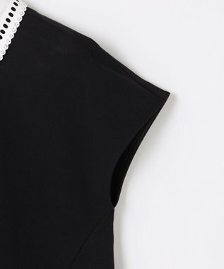 組曲 【先行予約】フレンチテリー 刺繍襟 ペプラムカットソー ブラック系