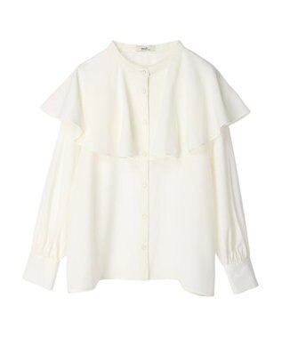 earth music&ecology ケープカラーブラウス Off White