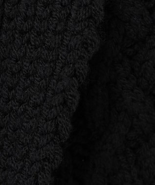 自由区 【洗える】アランパターンファーコンビ ニットガウン ブラック系