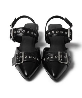 WEGO ハトメベルトポインテッドシューズ ブラック