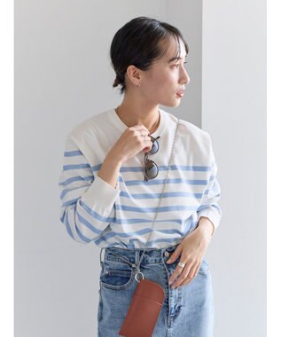 Te chichi ボーダーボックスシルエットプルオーバー サックスブルー