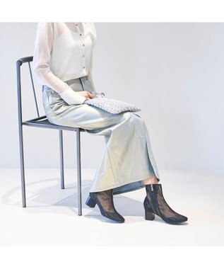 MODE ET JACOMO <noyau>ブロックヒールチュールブーツ ブラック