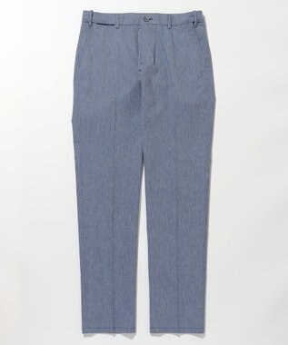 JOSEPH ABBOUD 【キングサイズ・ウエストも伸びる/清涼/ストレッチ】ストレッチリネンシャンブレーパンツ サックスブルー系