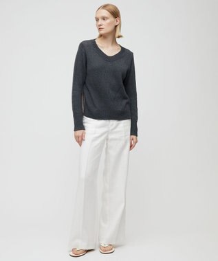 BEIGE， BAMBOO / Vネックニット Slate