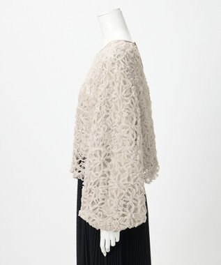 23区 【GOLD LABEL】チュールエンブロイダリー フラワーモチーフ 2WAYブラウス ベージュ系