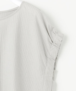 ANY SIS S 【洗える】シルケットストライプフレンチスリーブ カットソー ミントストライプ