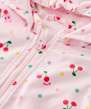 MIKI HOUSE HOT BISCUITS 【80-120cm】キャビット×さくらんぼ 総柄ウインドブレーカー ピンク