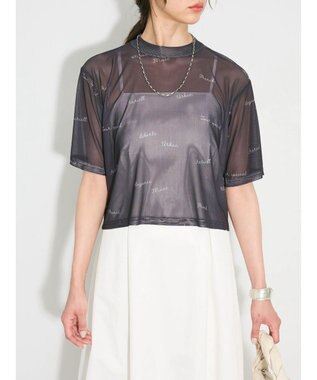 Green Parks ロゴ入りチュールトップス Black