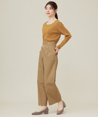 ANY SIS 【ウールブレンドシリーズ】ベースネックリブコンビ ニット マスタード