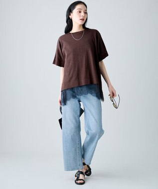ANY リネンブレンドボクシーニット ブラウン