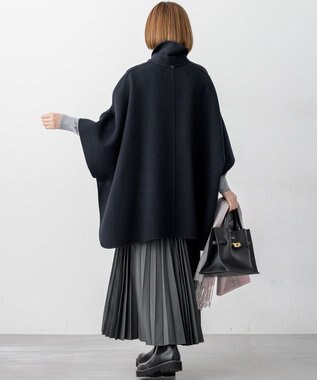 23区 S 【見上愛さん着用/Oggi12月号掲載】ウールライトリバー ポンチョシルエット コート ブラック系