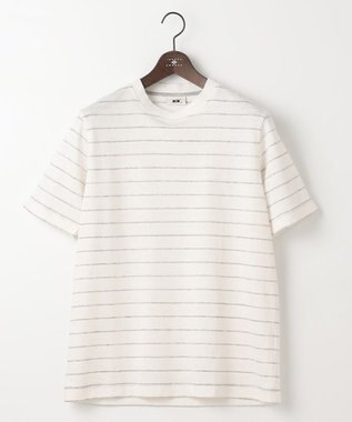 JOSEPH ABBOUD 【キングサイズ・清涼感/吸水速乾】リネンハニカムボーダーＴシャツ ホワイト系2