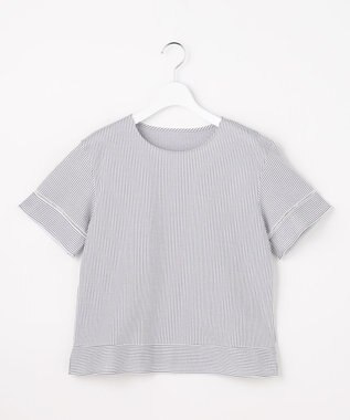 J.PRESS LADIES 【一枚で着映え】サッカージャージー クルーネック カットソー グレーストライプ系1