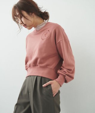 Feroux 【洗える】ロゴ刺繍裏毛 プルオーバー ピンク系