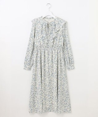 Feroux 【洗える】フラワープリントラッフル ワンピース ホワイト系2