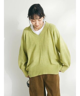 CRAFT STANDARD BOUTIQUE 洗えるコードモールＶネックプルオーバー Lime Green