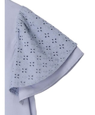earth music&ecology レースラッフルブラウス Grayish Blue