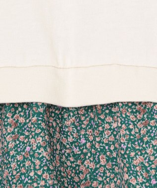 ANY KIDS 花柄ドッキング ワンピース オフホワイト×グリーン