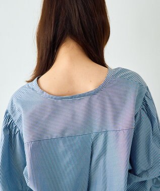 YECCA VECCA タックスリーブスキッパーブラウス Stripe Navy