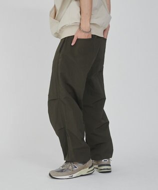 WEGO 【ウエストゴム/撥水/洗濯機可】ナイロンイージーパンツ カーキ