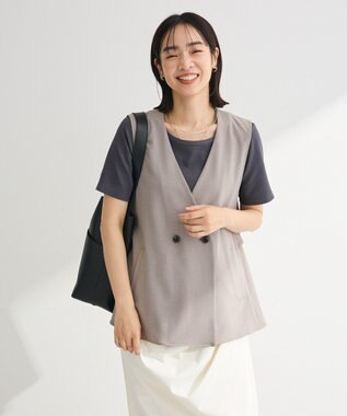 Green Parks 【適ON】５分袖リブプルオーバー Charcoal Gray