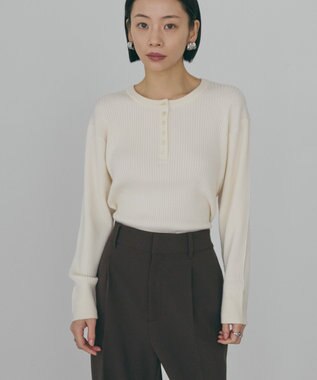 AMERICAN HOLIC バイパチヘンリーネックリブニットプルオーバー Ivory