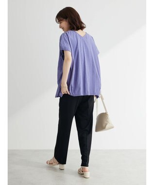 Green Parks インド綿　ＳＥＴ２点　マルチ刺繍ブラウス＋タンク Purple